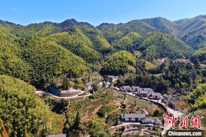 航拍江西井岡山市神山村，青山環(huán)繞，風(fēng)景秀美。　劉力鑫 攝