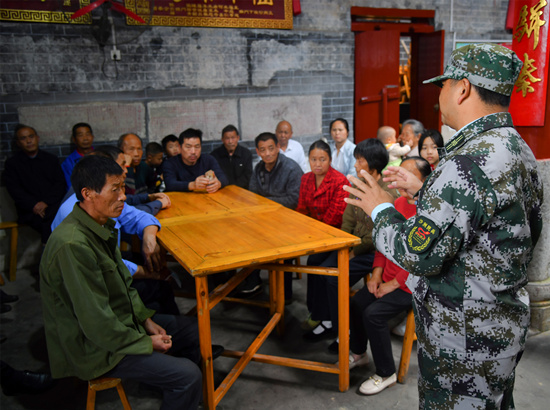 民兵學(xué)習(xí)宣講。受訪單位供圖