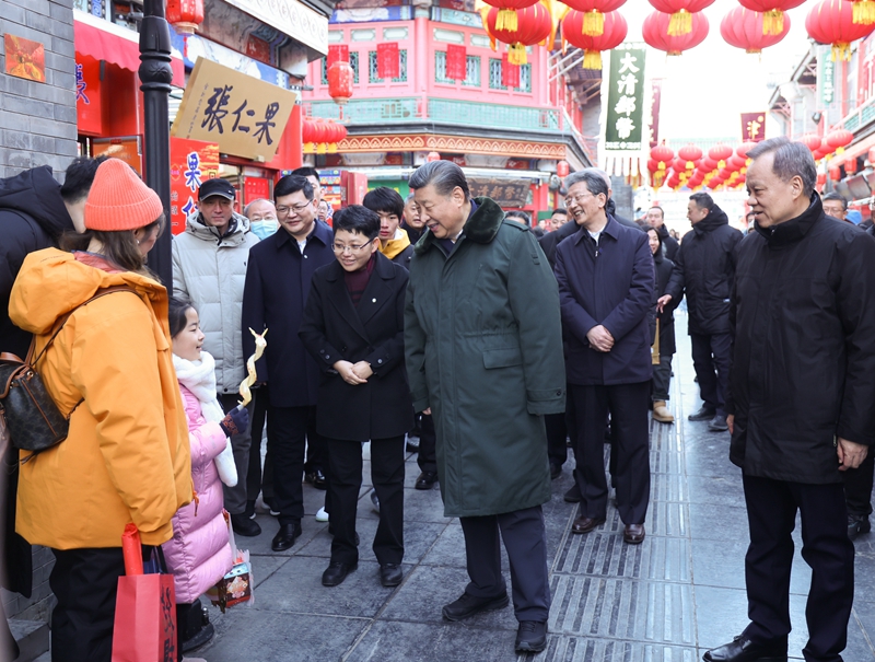 2024年2月1日，習近平總書記在天津古文化街考察。